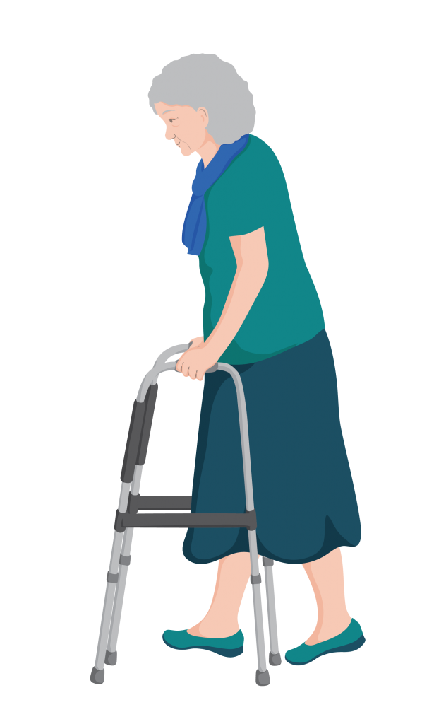 Cali walking with walking frame