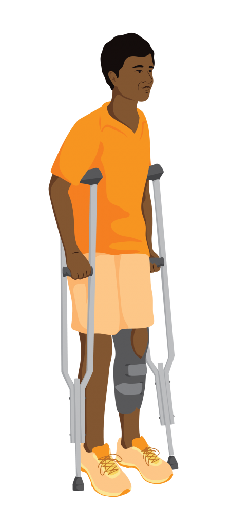 Hugo with axilla crutches