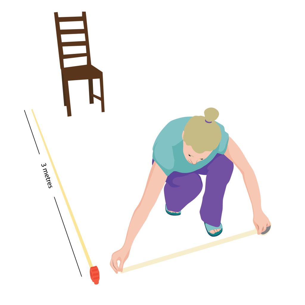 Preparing the space for a distance vision test