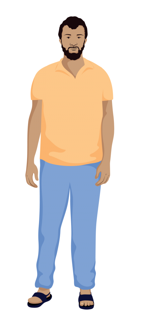 Asif wearing his prosthesis without crutches