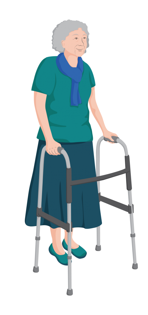 Cali with her walking frame