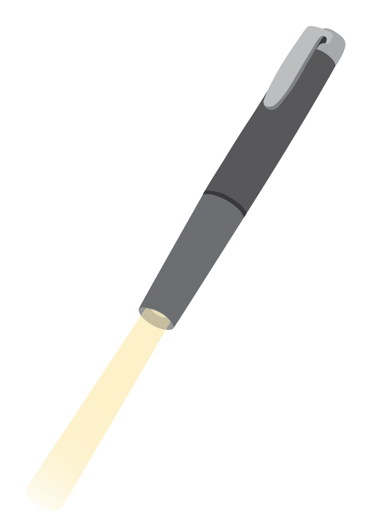 A small pen-shaped device projecting a beam of light from one end.