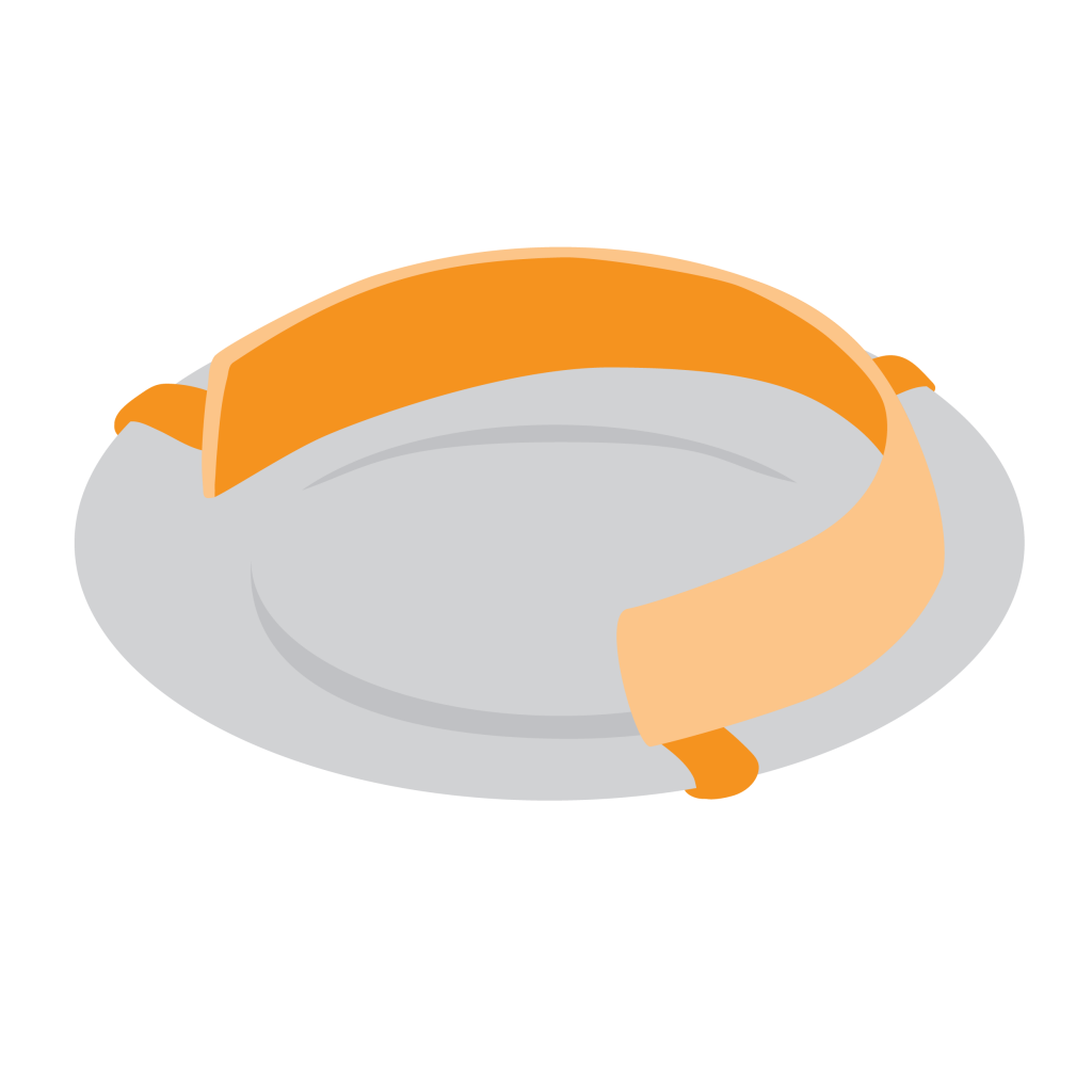 A white plate with a semi-circular piece of plastic attached to its edge to build up one side of the plate.
