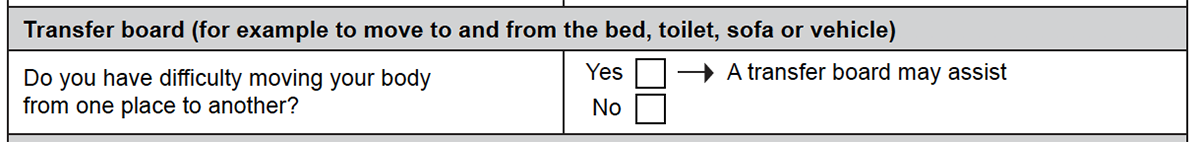 Transfer boards section of the form.