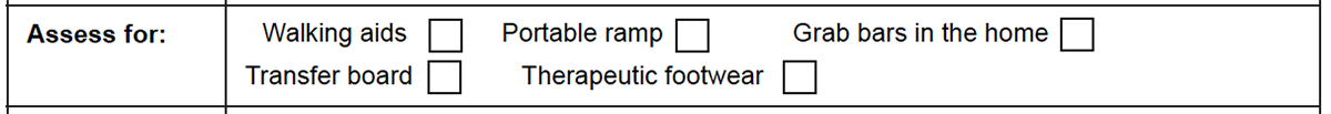 Assess for part of the Plan section of the form.