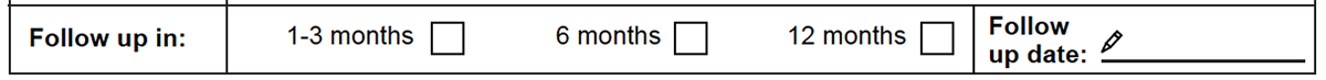 Follow up part of the Plan section of the form.