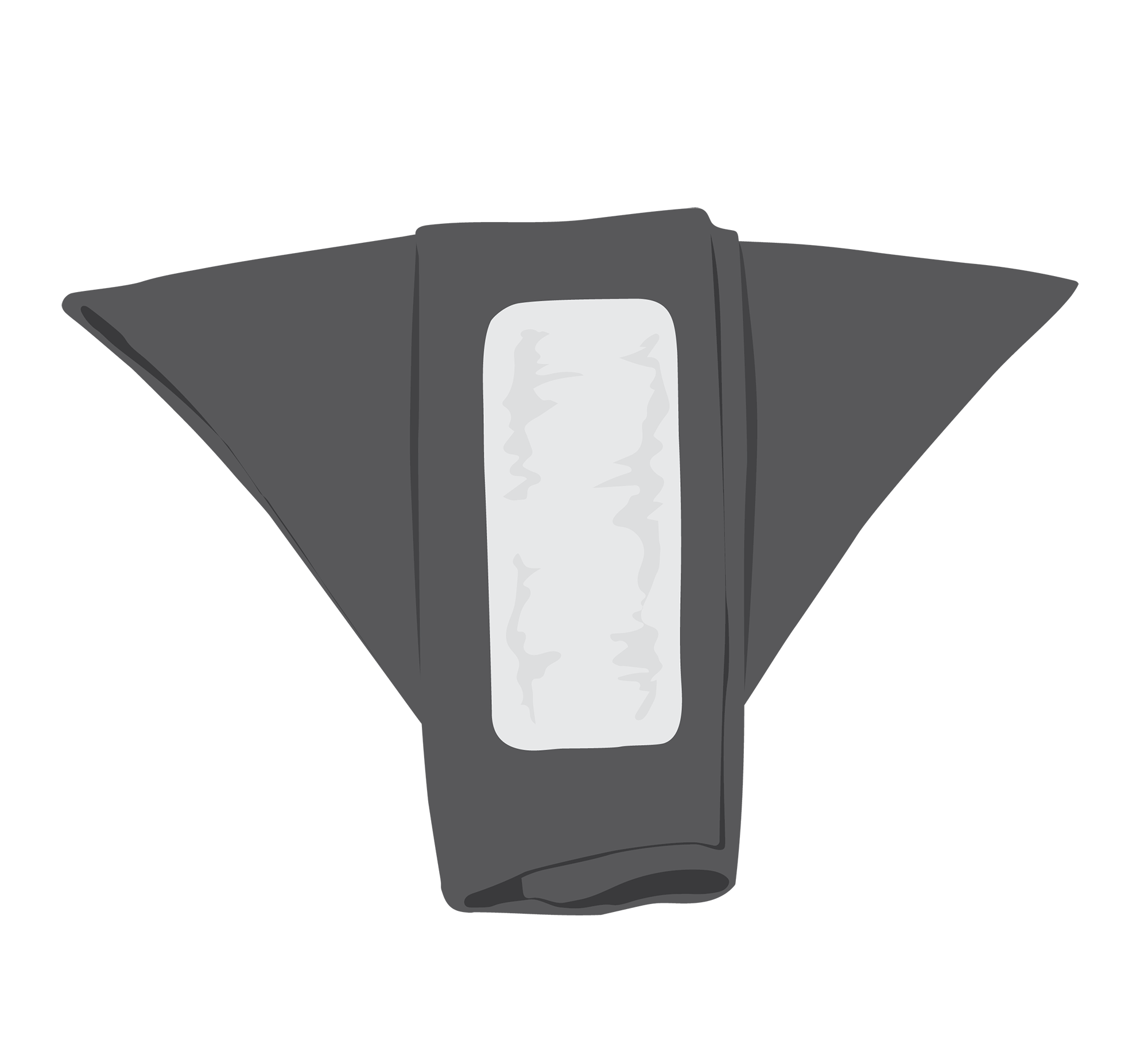 A thin top layer on top of a larger, folded absorbent layer.