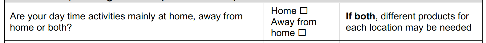 [At home, away or both section of the form.