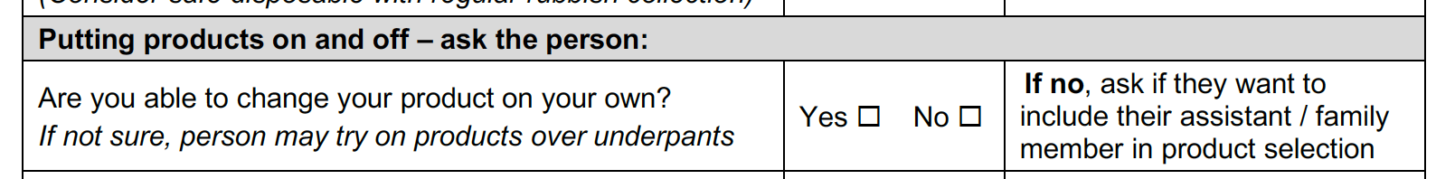Changing products on your own section of the form.