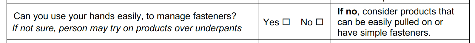 [Use hands easily section of the form.