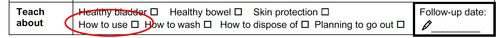 Teach about section of the assessment form with “How to use” option circled.