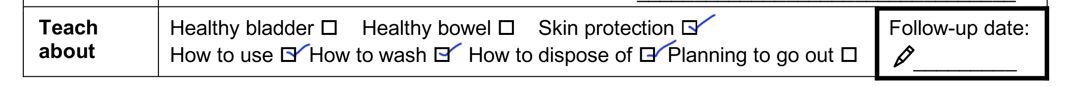 Teach about section of the form with ticks for skin protection, how to use, show to wash, dispose, planning to go out.