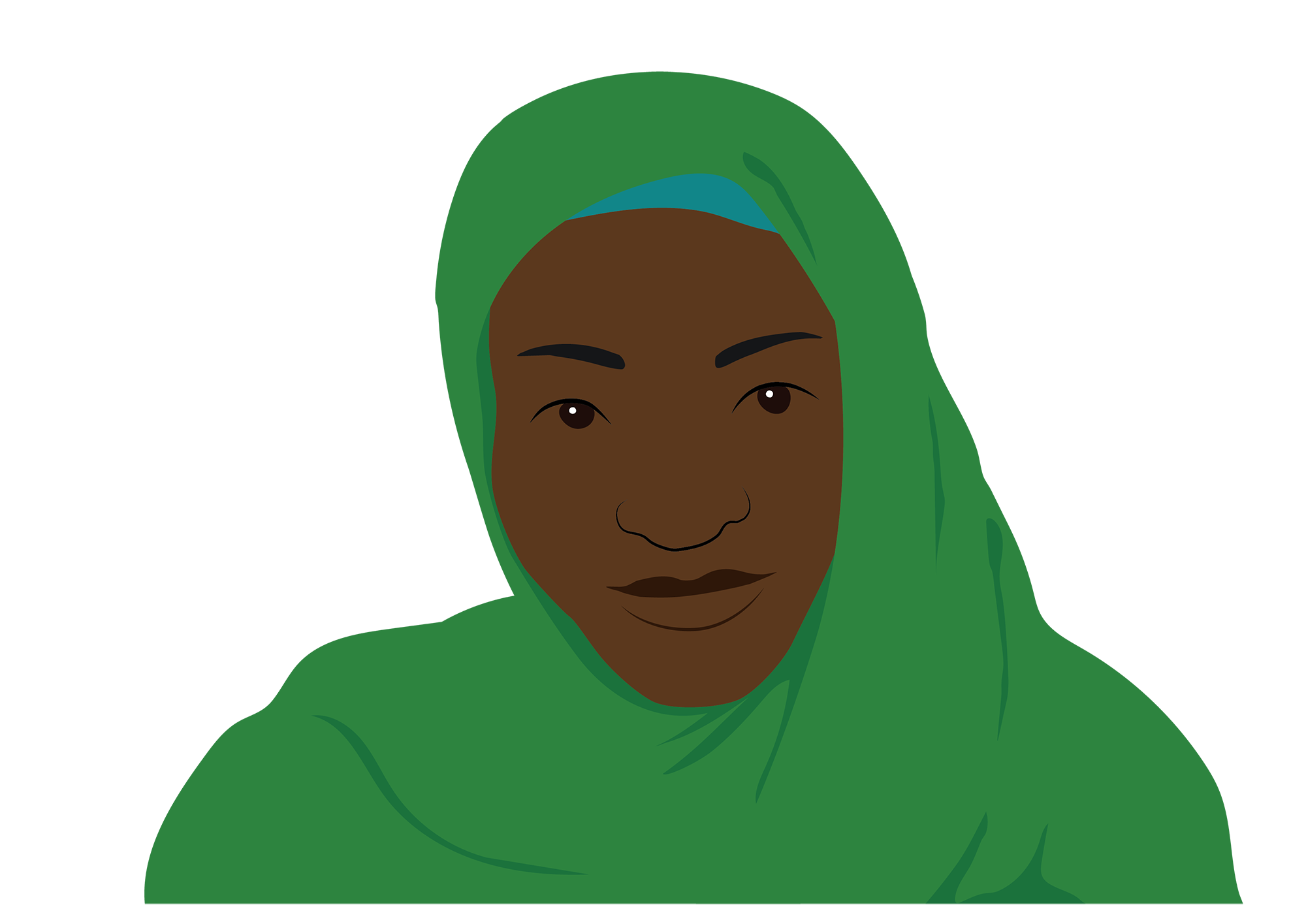 A woman wearing a head scarf.