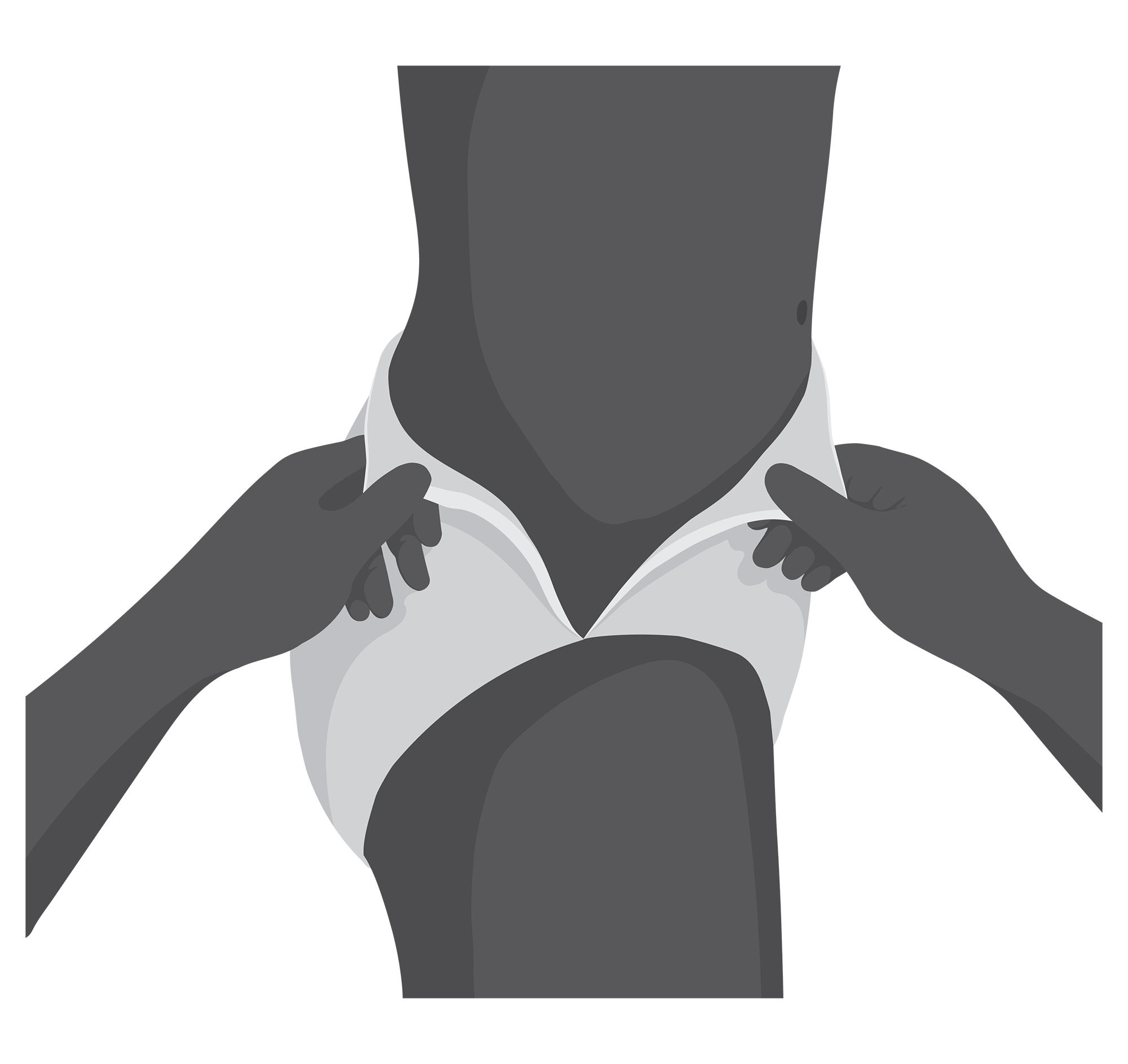 Person assisting by tearing outside edge of pull on pad.