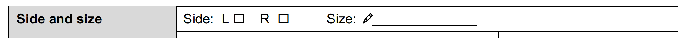 Side and size part of assessment form