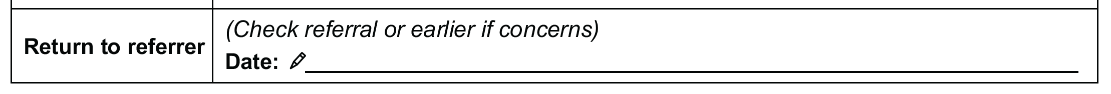 Return to referrer section of assessment form