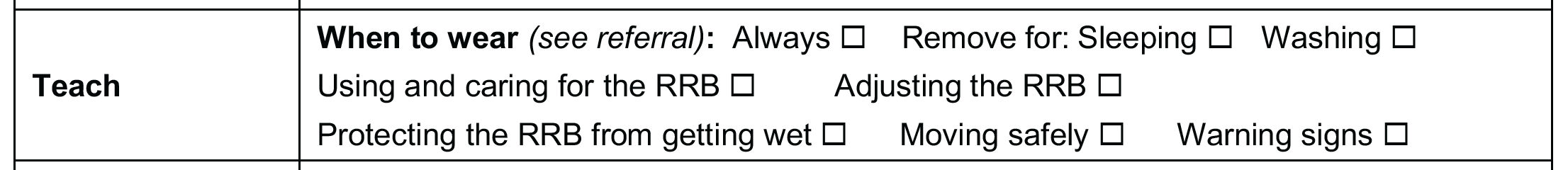 Teach part of assessment form
