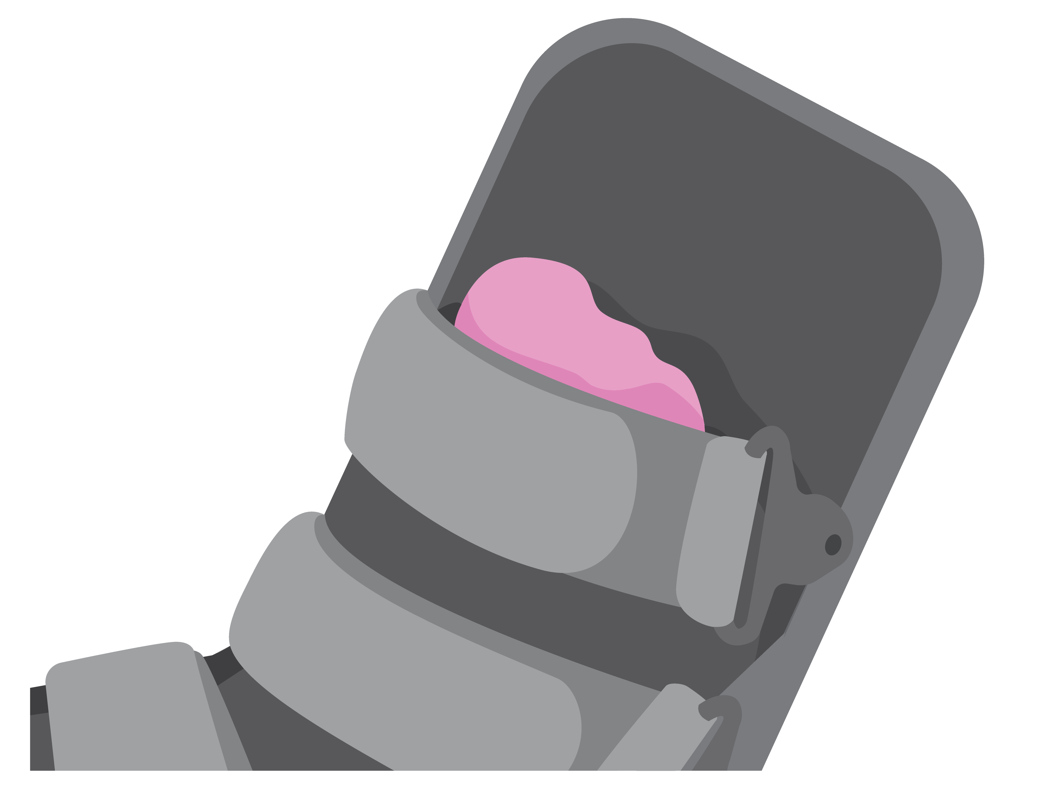 Illustration of toes about 4 finger width from end of rigid removable boot