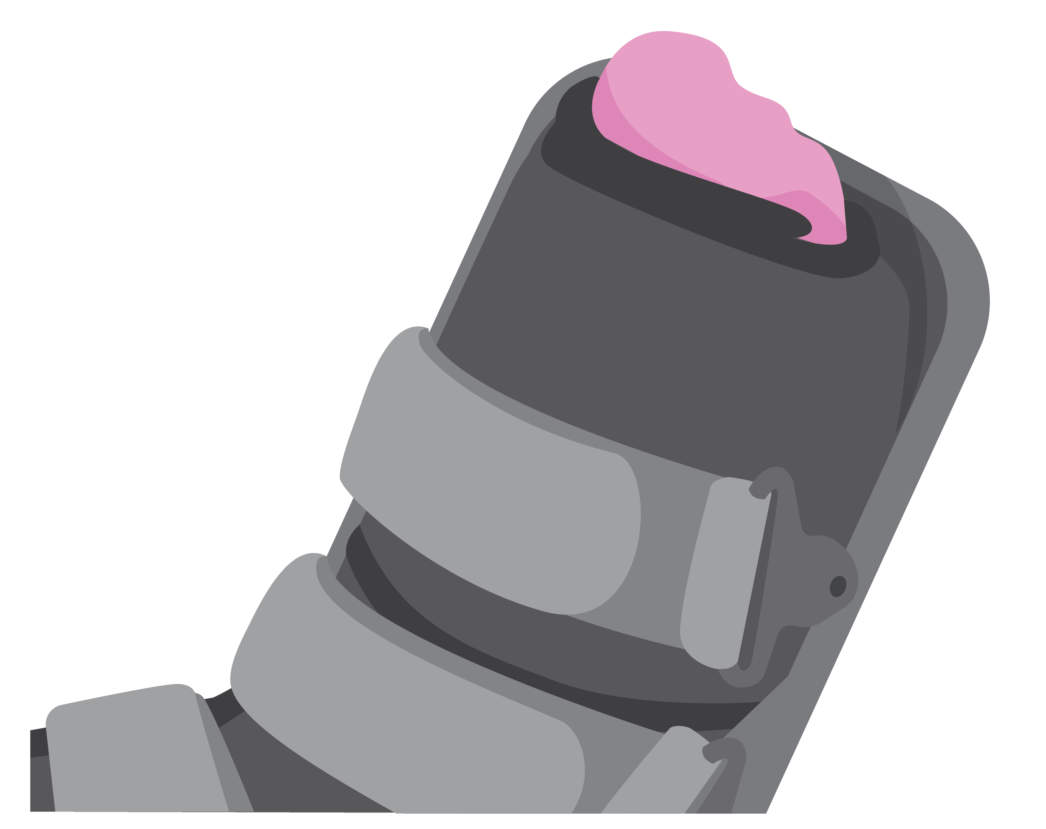 Illustration of toes hanging over the edge of rigid removable boot