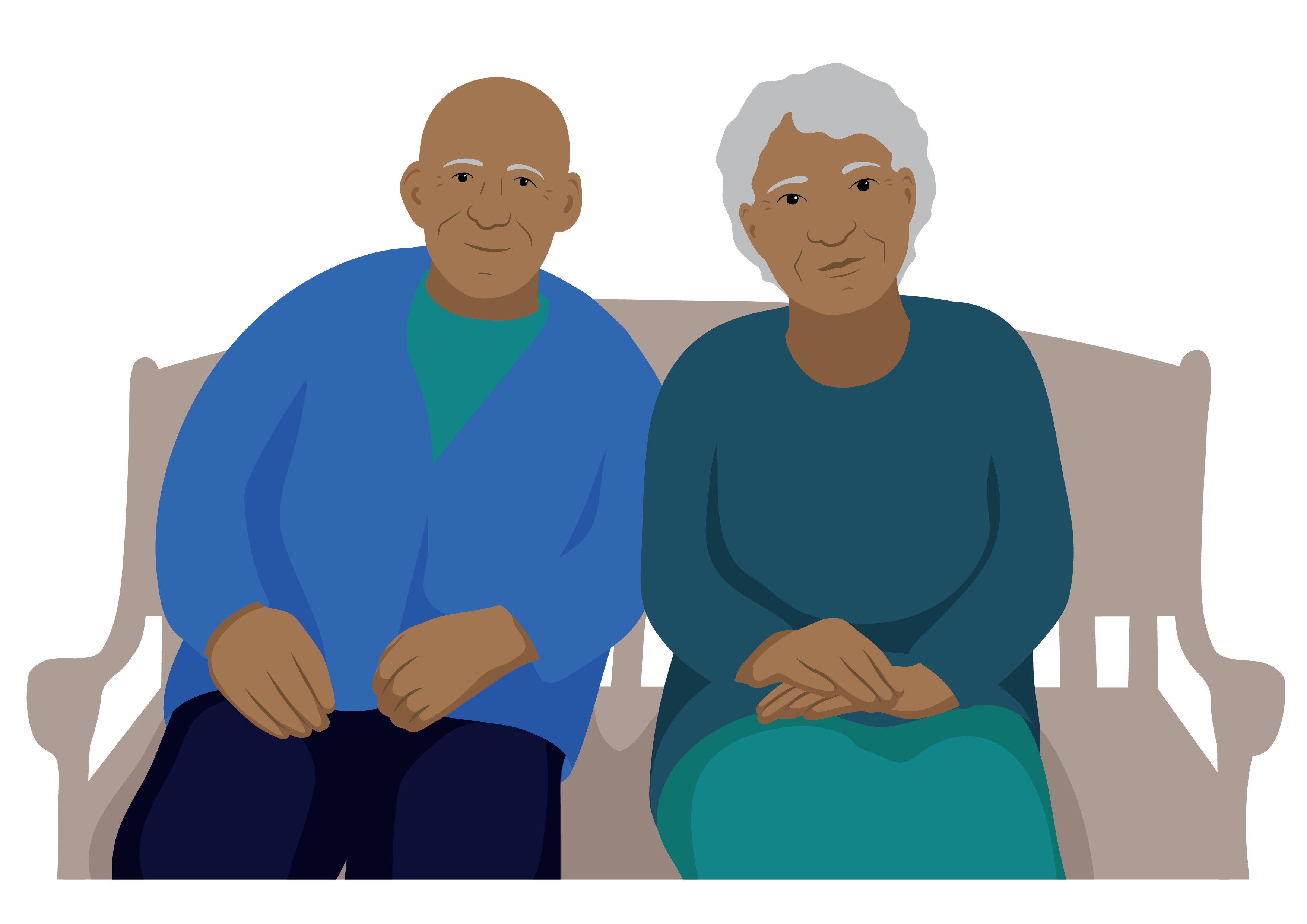 David and Leitengi sitting side by side on a bench