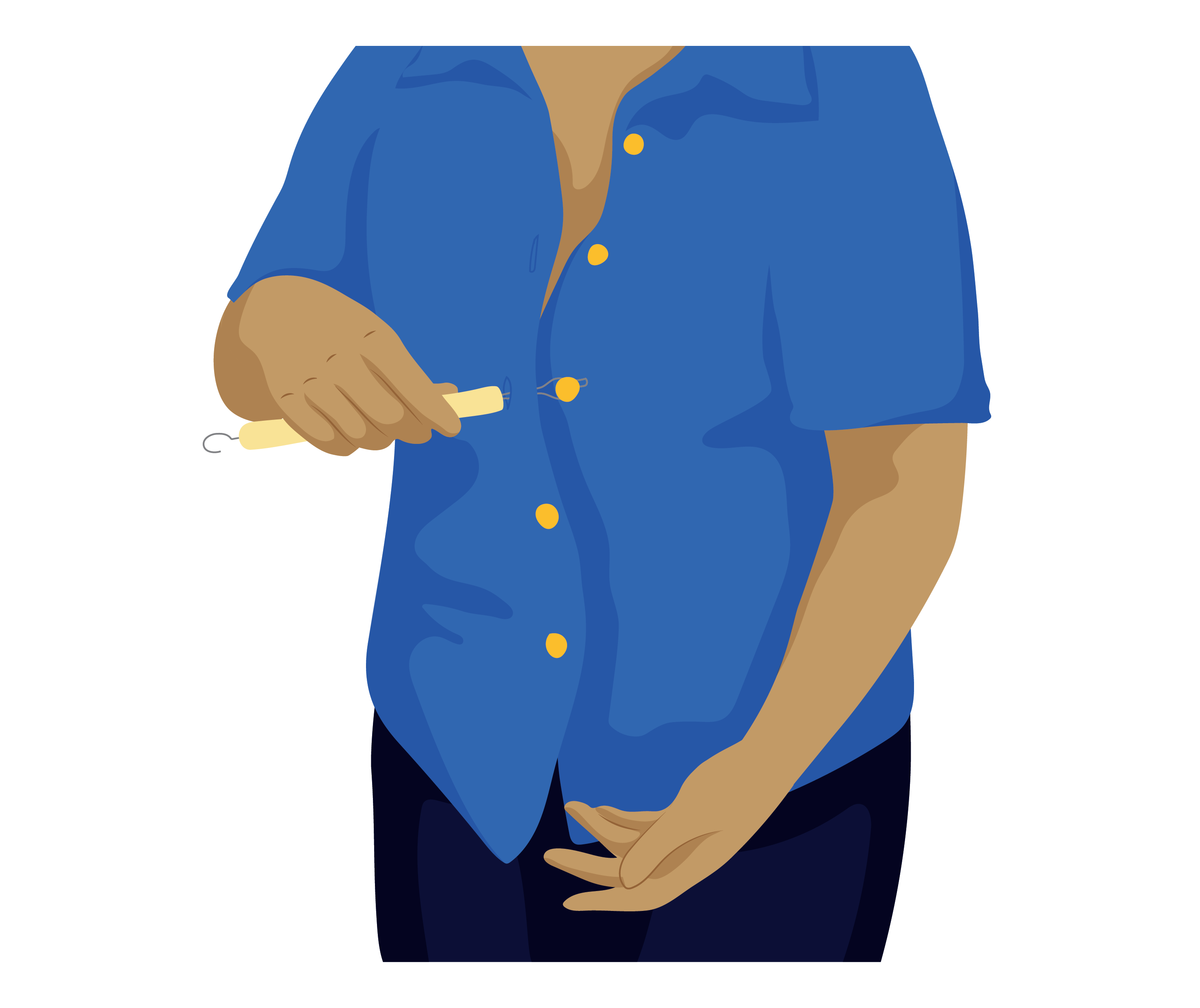A person uses the diamond shaped hook on a button hook and zip puller to do up a button on their shirt. The diamond shaped hook is placed over the button and is through the buttonhole.