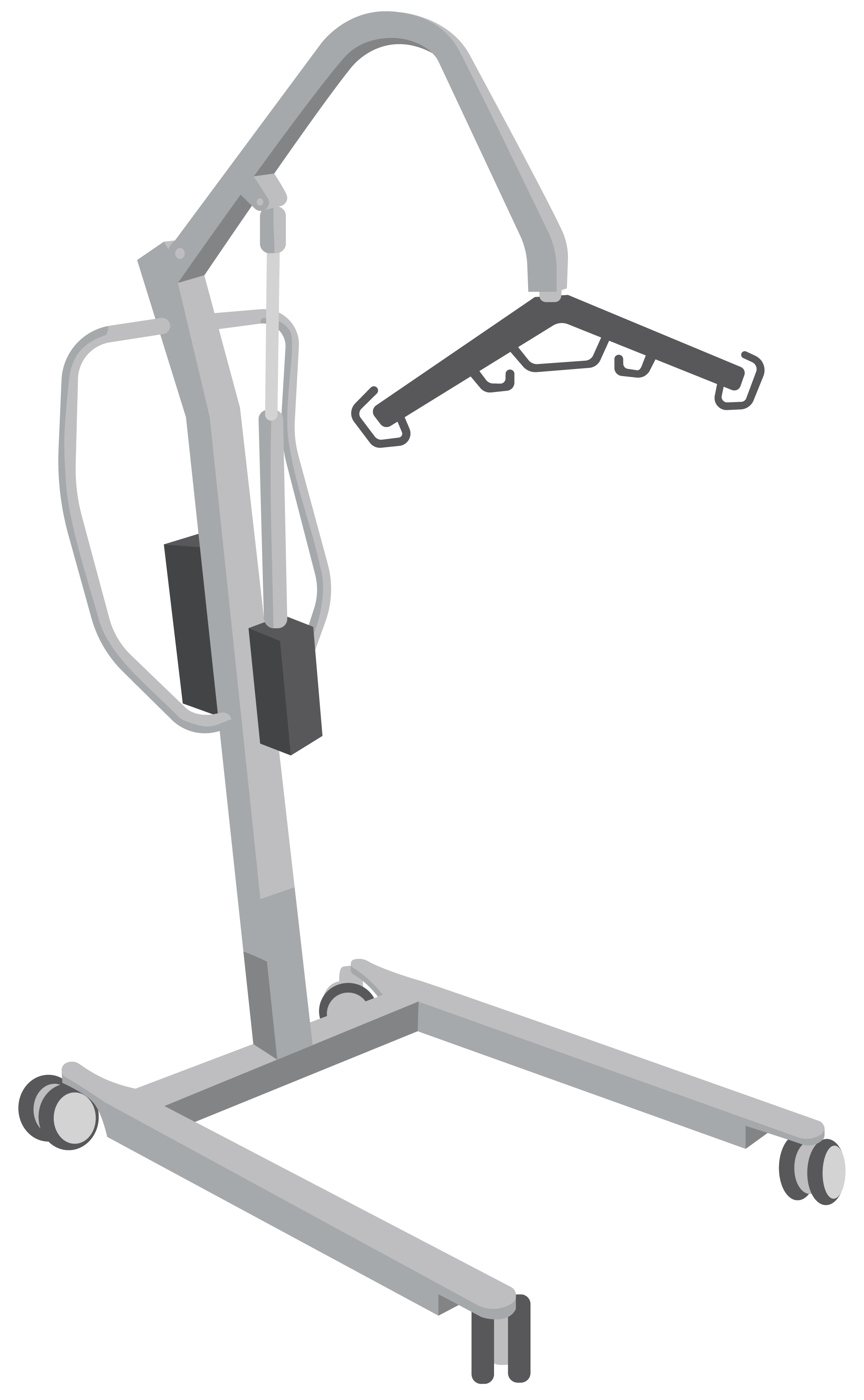 A large metal frame with hooks to attach a sling.