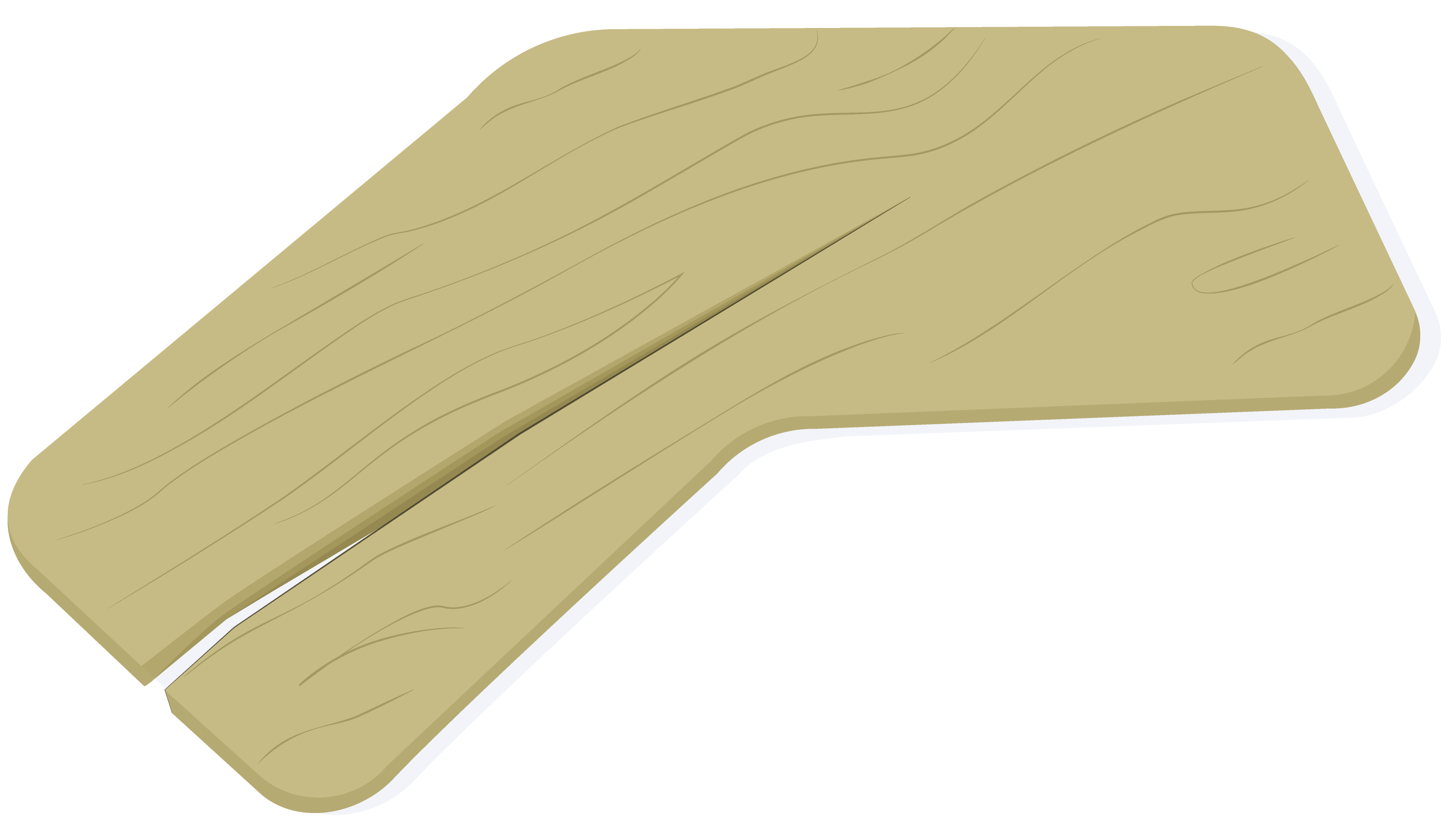 A v shaped wooden transfer board with a large crack in it.