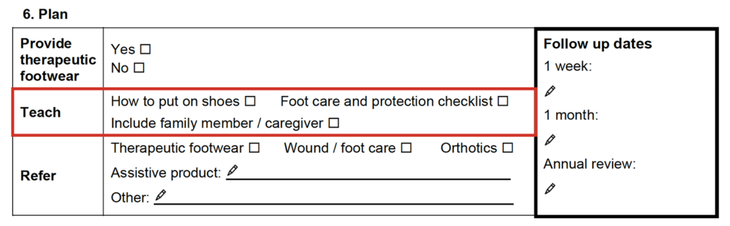 Teach section of the form.