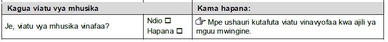 angalia viatu vya mhusikamiaji sehemu ya Fomu ya tathmini