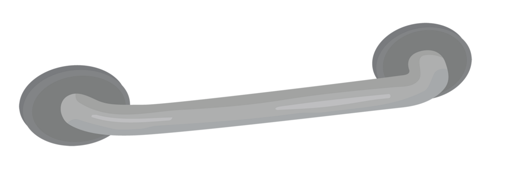 A metal bar fixed to a wall.