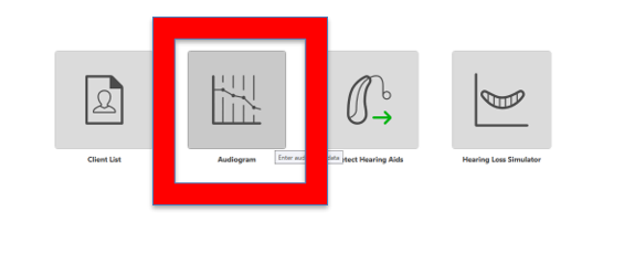 Computer programmable software screenshot with symbol of audiogram highlighted.