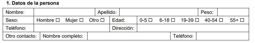 Sección "Datos de la persona" del formulario de evaluación.
