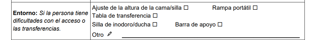 Sección "Entorno" del formulario de evaluación.