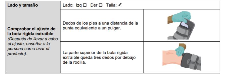 Sección del formulario de evaluación sobre la comprobación del ajuste