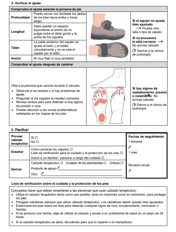 Página dos del formulario de evaluación sobre calzado terapéutico, de la capacitación TAP.