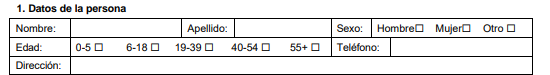 Sección del formulario "Datos de la persona".
