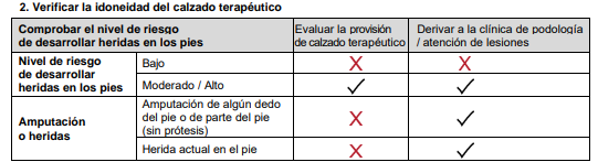 Sección del formulario "Verificar la idoneidad del calzado terapéutico"