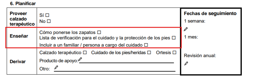 Sección "Enseñar" del formulario.
