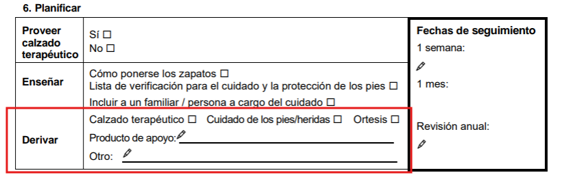 Sección "Derivar" del formulario.