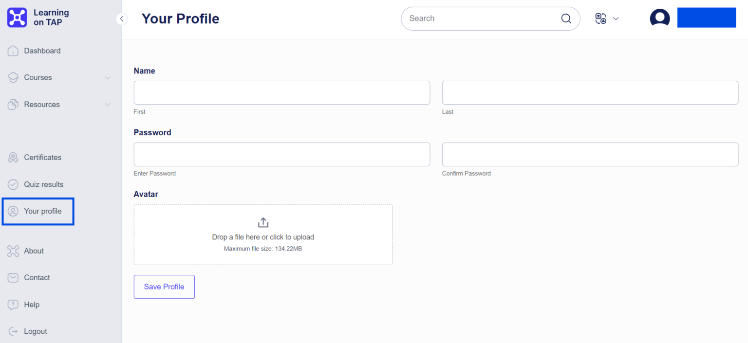How can I edit my profile? – Learning on TAP